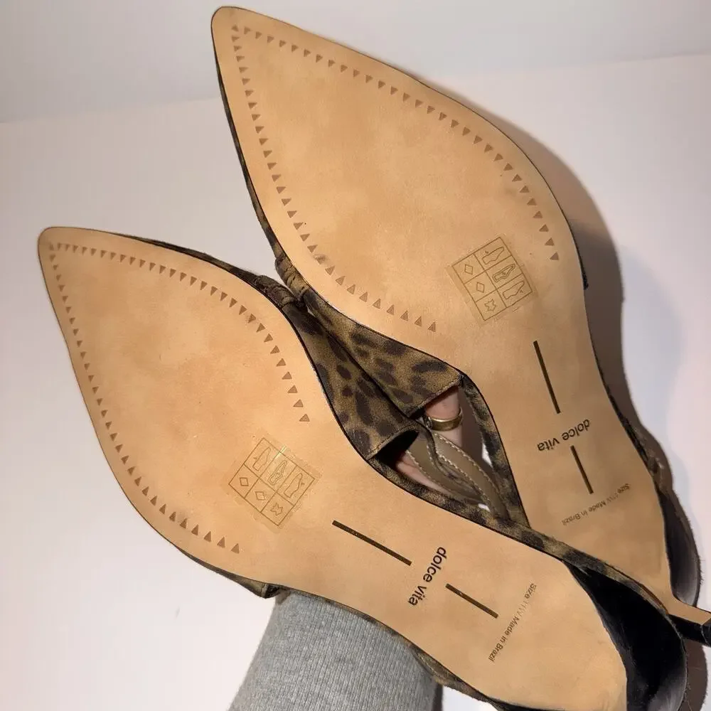 Pamla Mid Sling Back Heel in Leopard Suede Dolce Vita Size 11 Wide